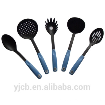 Black 5pcs Nylon Kitchen Set with Blue Handle